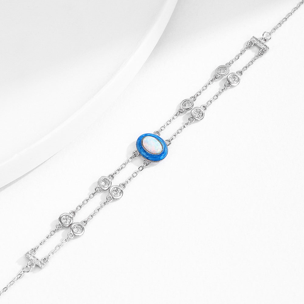 Blue Opal Double-Strand Bracelet | Diamond Simulant | Prm9126 - Bracelets | Singapore Jewellery, Wedding Rings & Gifts | Same Day Delivery | Tiara.com.sg