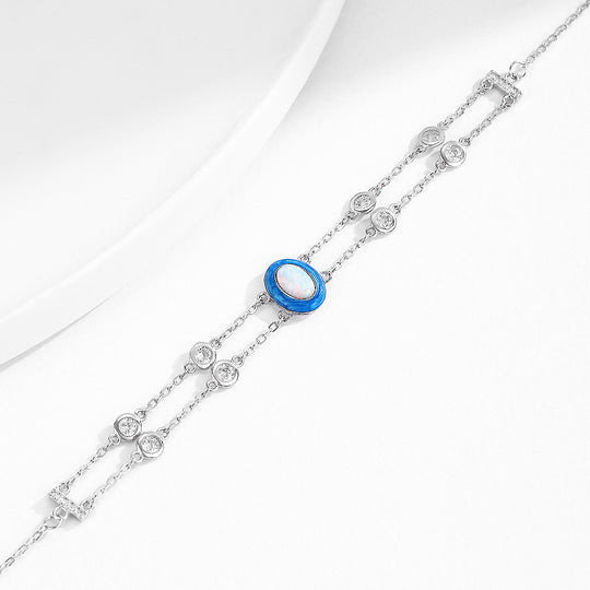 Blue Opal Double-Strand Bracelet | Diamond Simulant | Prm9126 - Bracelets | Singapore Jewellery, Wedding Rings &amp; Gifts | Same Day Delivery | Tiara.com.sg