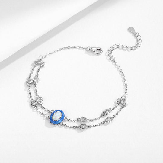 Blue Opal Double-Strand Bracelet | Diamond Simulant | Prm9126 - Bracelets | Singapore Jewellery, Wedding Rings &amp; Gifts | Same Day Delivery | Tiara.com.sg