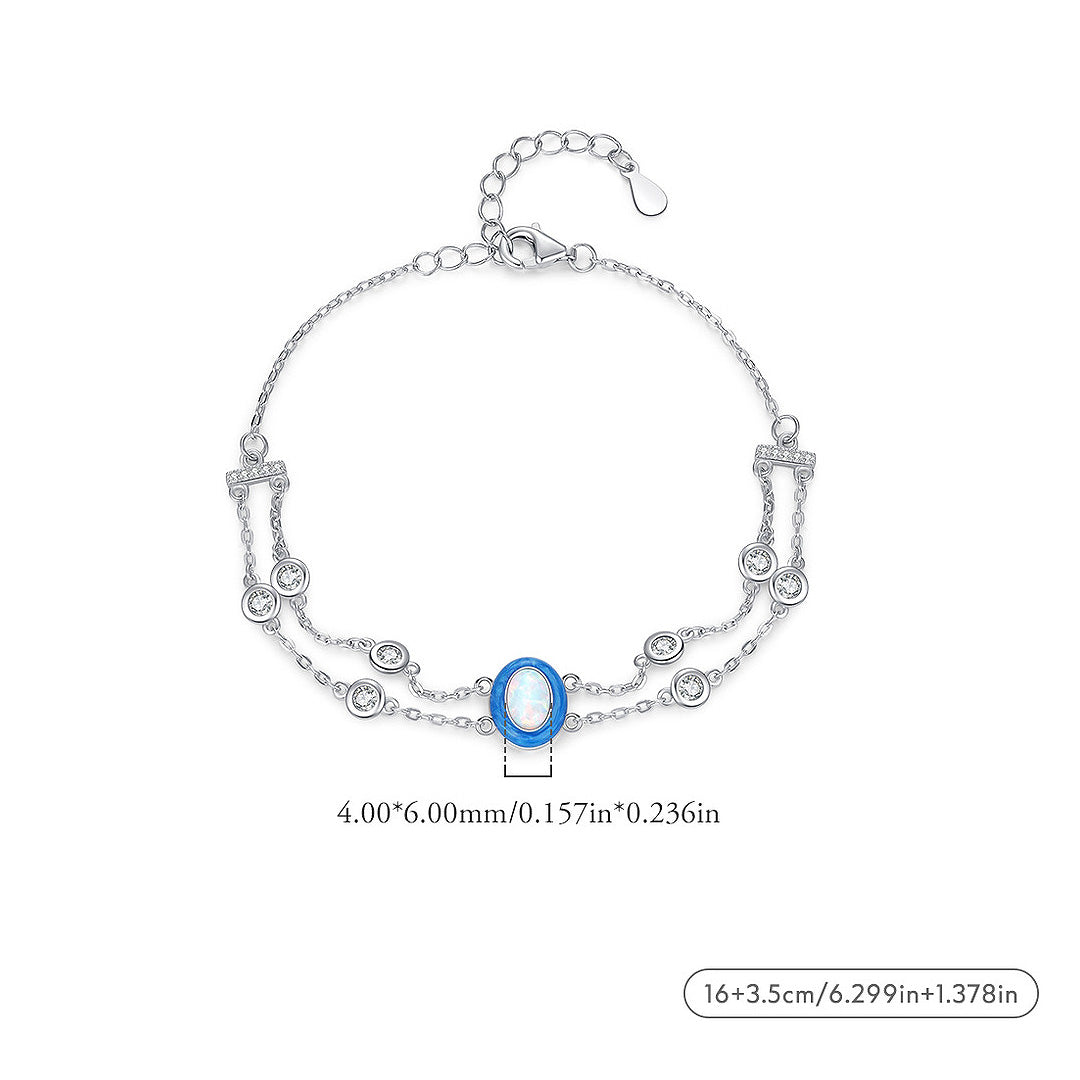 Blue Opal Double-Strand Bracelet | Diamond Simulant | Prm9126 - Bracelets | Singapore Jewellery, Wedding Rings &amp; Gifts | Same Day Delivery | Tiara.com.sg