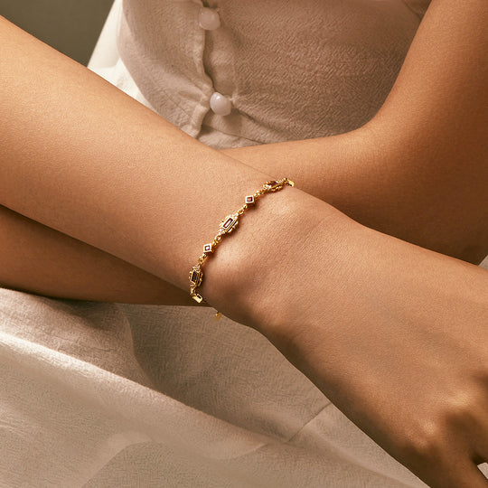 Vintage Baguette Halo Bracelet | Diamond Simulant | Prm9127 - Bracelets | Singapore Jewellery, Wedding Rings &amp; Gifts | Same Day Delivery | Tiara.com.sg
