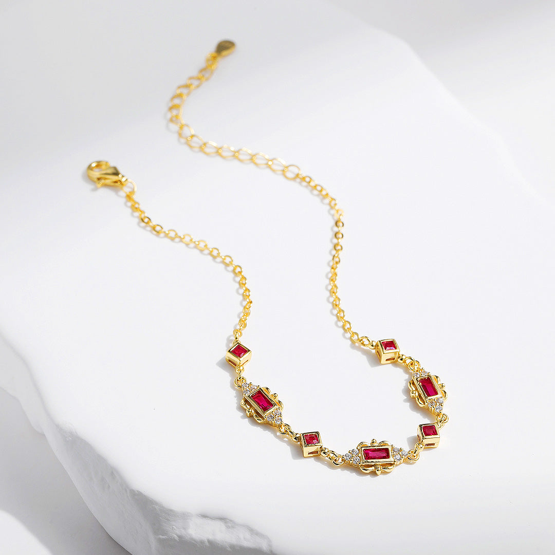 Vintage Baguette Halo Bracelet | Diamond Simulant | Prm9127 - Bracelets | Singapore Jewellery, Wedding Rings &amp; Gifts | Same Day Delivery | Tiara.com.sg