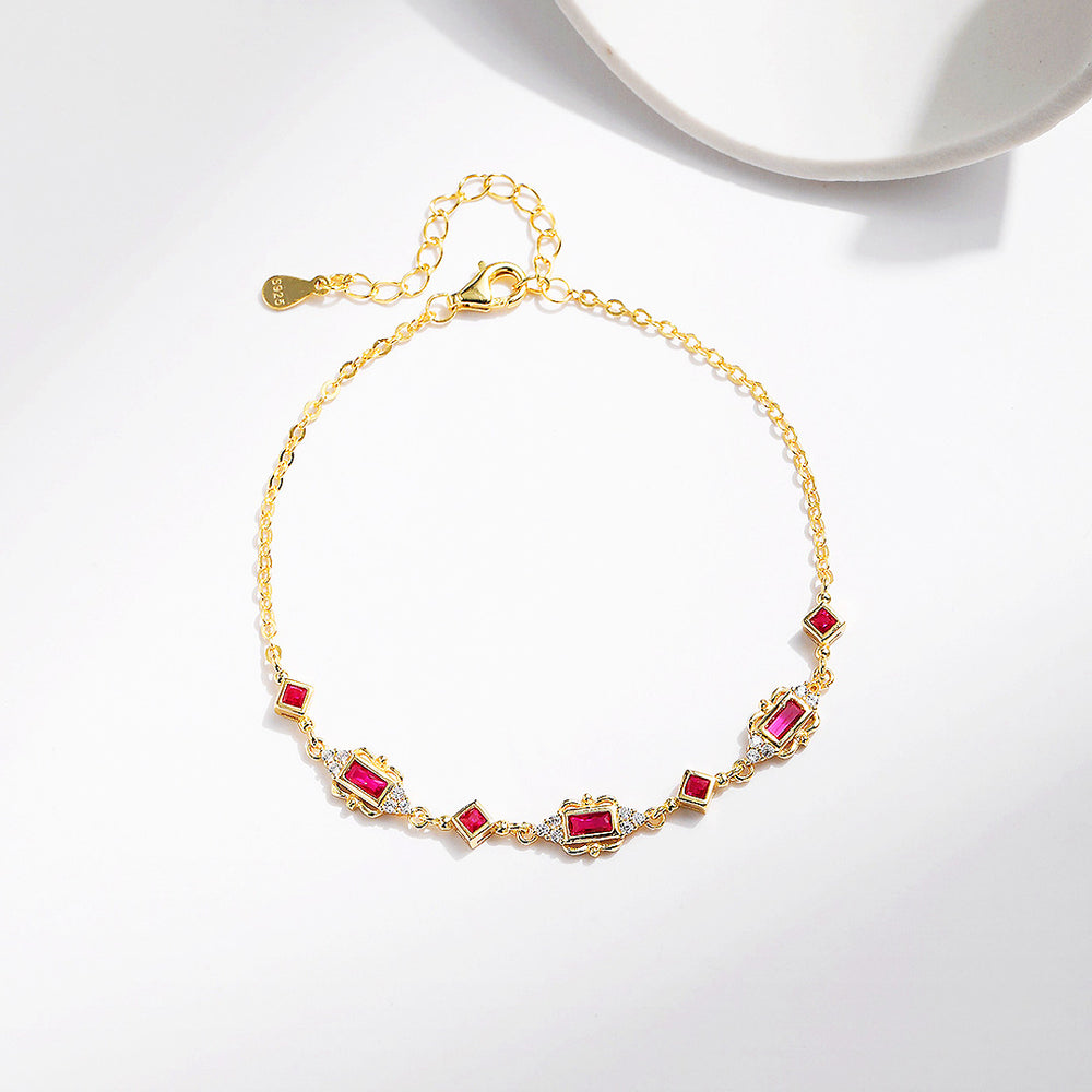 Vintage Baguette Halo Bracelet | Diamond Simulant | Prm9127 - Bracelets | Singapore Jewellery, Wedding Rings & Gifts | Same Day Delivery | Tiara.com.sg