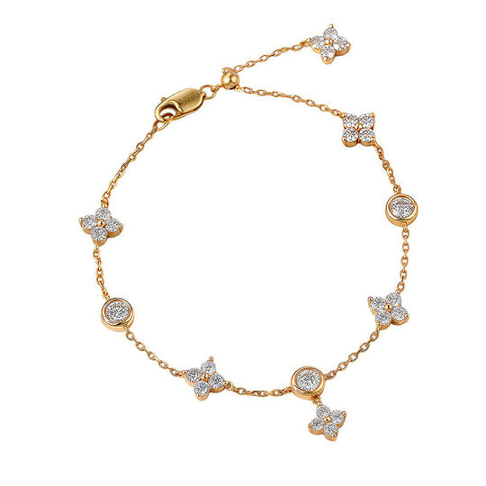 Clover Motif Charm Bracelet | Moissanite | Prm9130 - Bracelets | Singapore Jewellery, Wedding Rings &amp; Gifts | Same Day Delivery | Tiara.com.sg