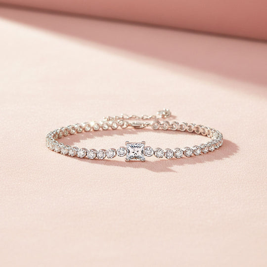 Princess Halo Tennis Bracelet | Moissanite | Prm9132 - Bracelets | Singapore Jewellery, Wedding Rings &amp; Gifts | Same Day Delivery | Tiara.com.sg