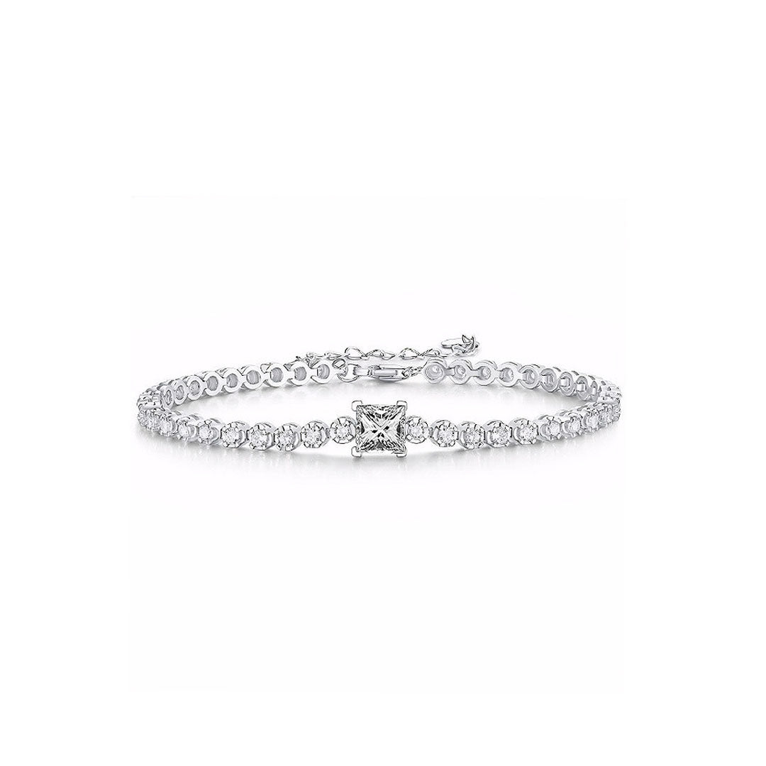Princess Halo Tennis Bracelet | Moissanite | Prm9132 - Bracelets | Singapore Jewellery, Wedding Rings &amp; Gifts | Same Day Delivery | Tiara.com.sg