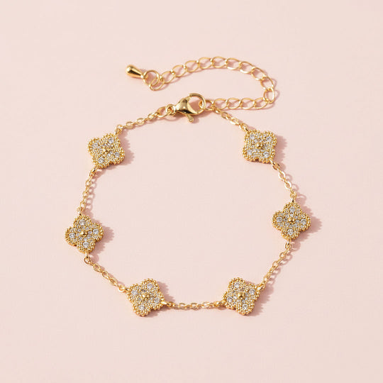 Pavé Clover Station Bracelet | Moissanite | Prm9133 - Bracelets | Singapore Jewellery, Wedding Rings &amp; Gifts | Same Day Delivery | Tiara.com.sg