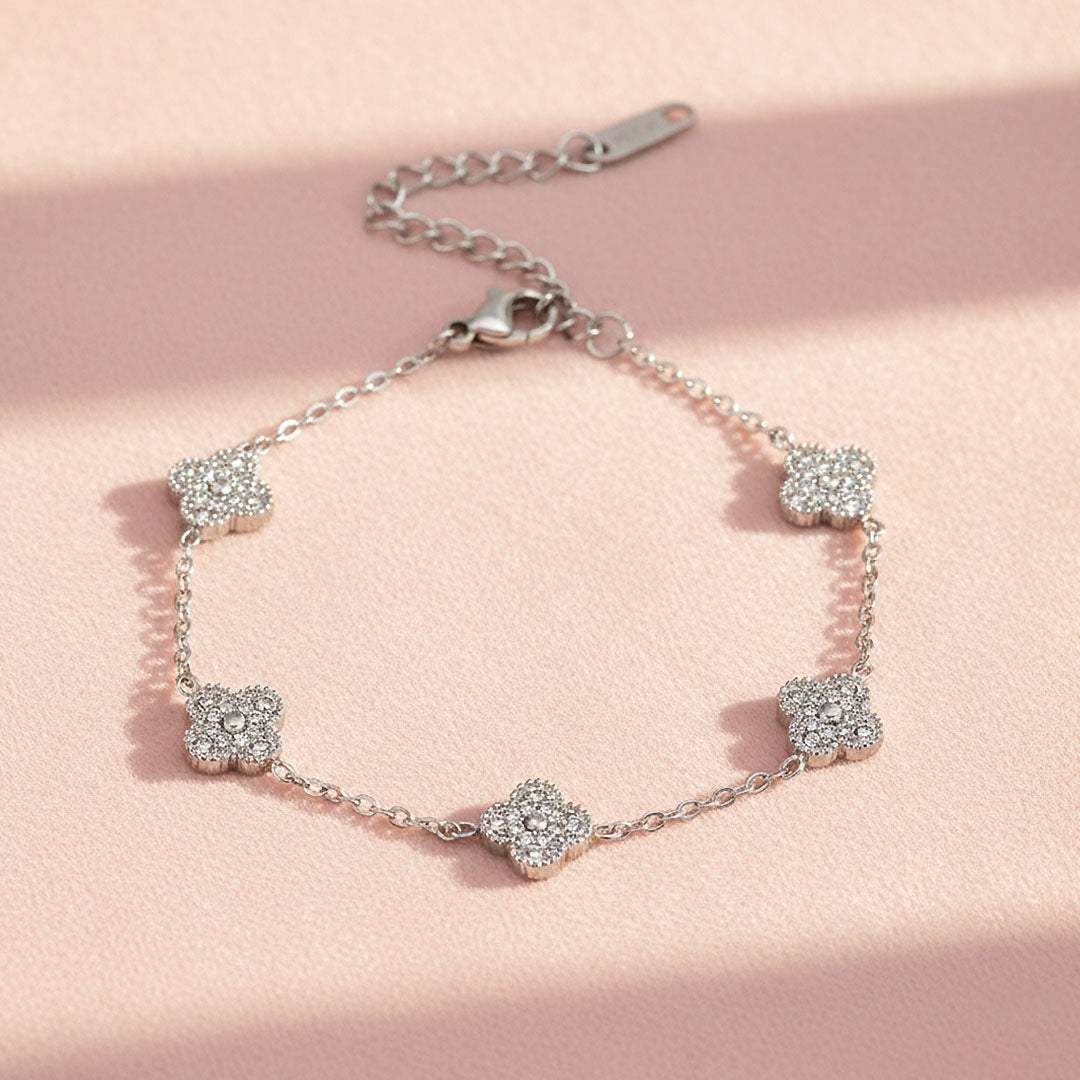 Pavé Clover Station Bracelet | Moissanite | Prm9133 - Bracelets | Singapore Jewellery, Wedding Rings &amp; Gifts | Same Day Delivery | Tiara.com.sg