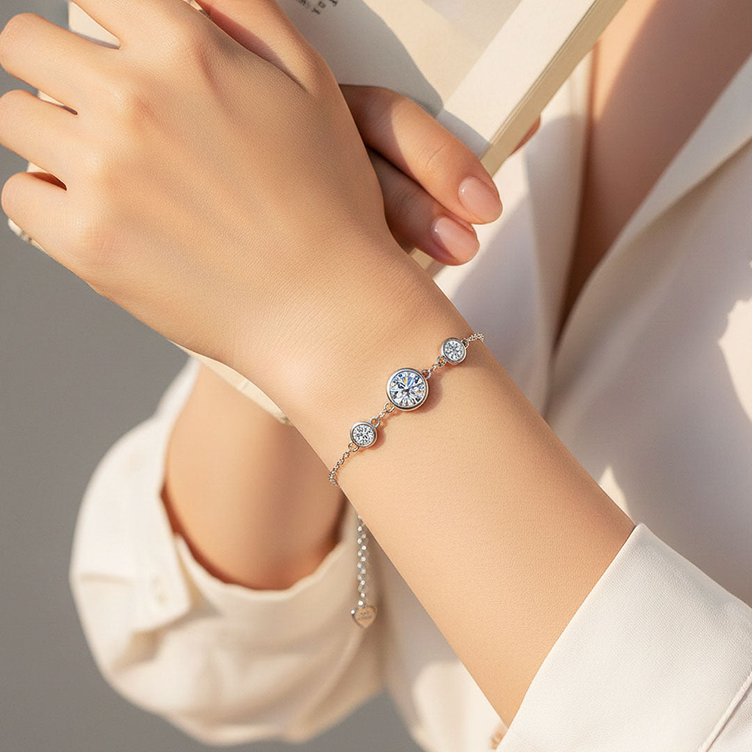 Five-Stone Bezel Station Bracelet | Moissanite | Prm9134 - Bracelets | Singapore Jewellery, Wedding Rings &amp; Gifts | Same Day Delivery | Tiara.com.sg