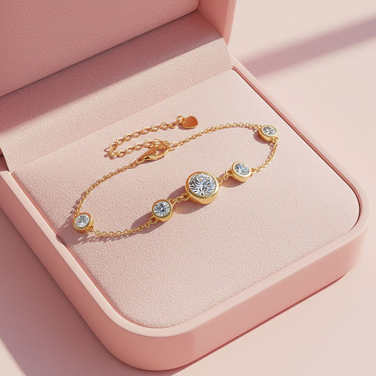 Five-Stone Bezel Station Bracelet | Moissanite | Prm9134 - Bracelets | Singapore Jewellery, Wedding Rings &amp; Gifts | Same Day Delivery | Tiara.com.sg