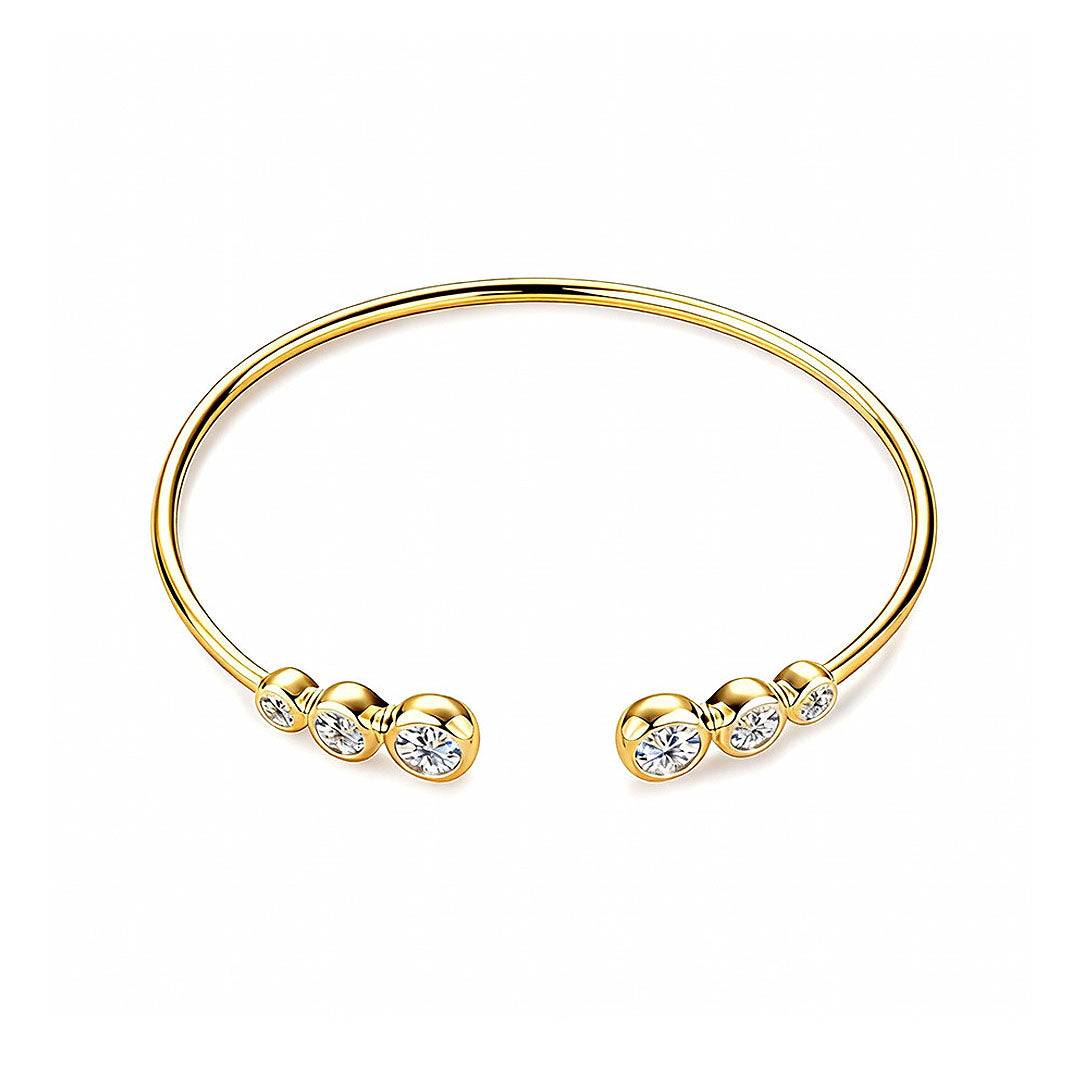 Bezel Moissanite Open Cuff Bangle | Prm9135 - Bracelets | Singapore Jewellery, Wedding Rings &amp; Gifts | Same Day Delivery | Tiara.com.sg