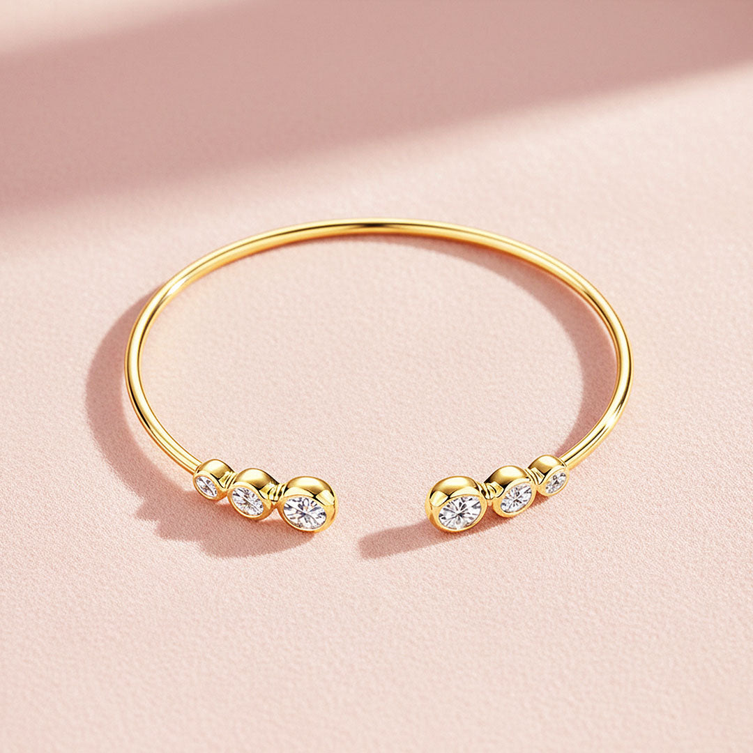 Bezel Moissanite Open Cuff Bangle | Prm9135 - Bracelets | Singapore Jewellery, Wedding Rings &amp; Gifts | Same Day Delivery | Tiara.com.sg