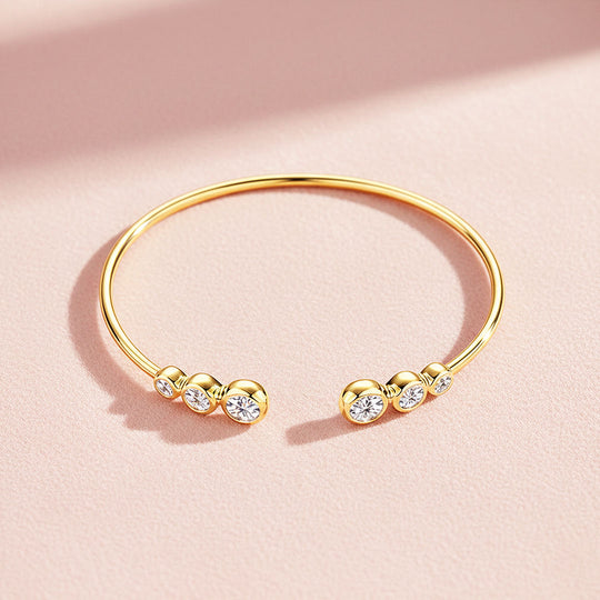 Bezel Moissanite Open Cuff Bangle | Prm9135 - Bracelets | Singapore Jewellery, Wedding Rings &amp; Gifts | Same Day Delivery | Tiara.com.sg