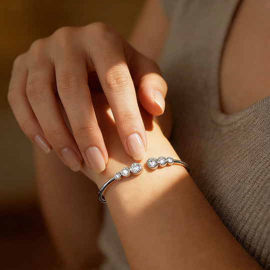 Bezel Moissanite Open Cuff Bangle | Prm9135 - Bracelets | Singapore Jewellery, Wedding Rings &amp; Gifts | Same Day Delivery | Tiara.com.sg