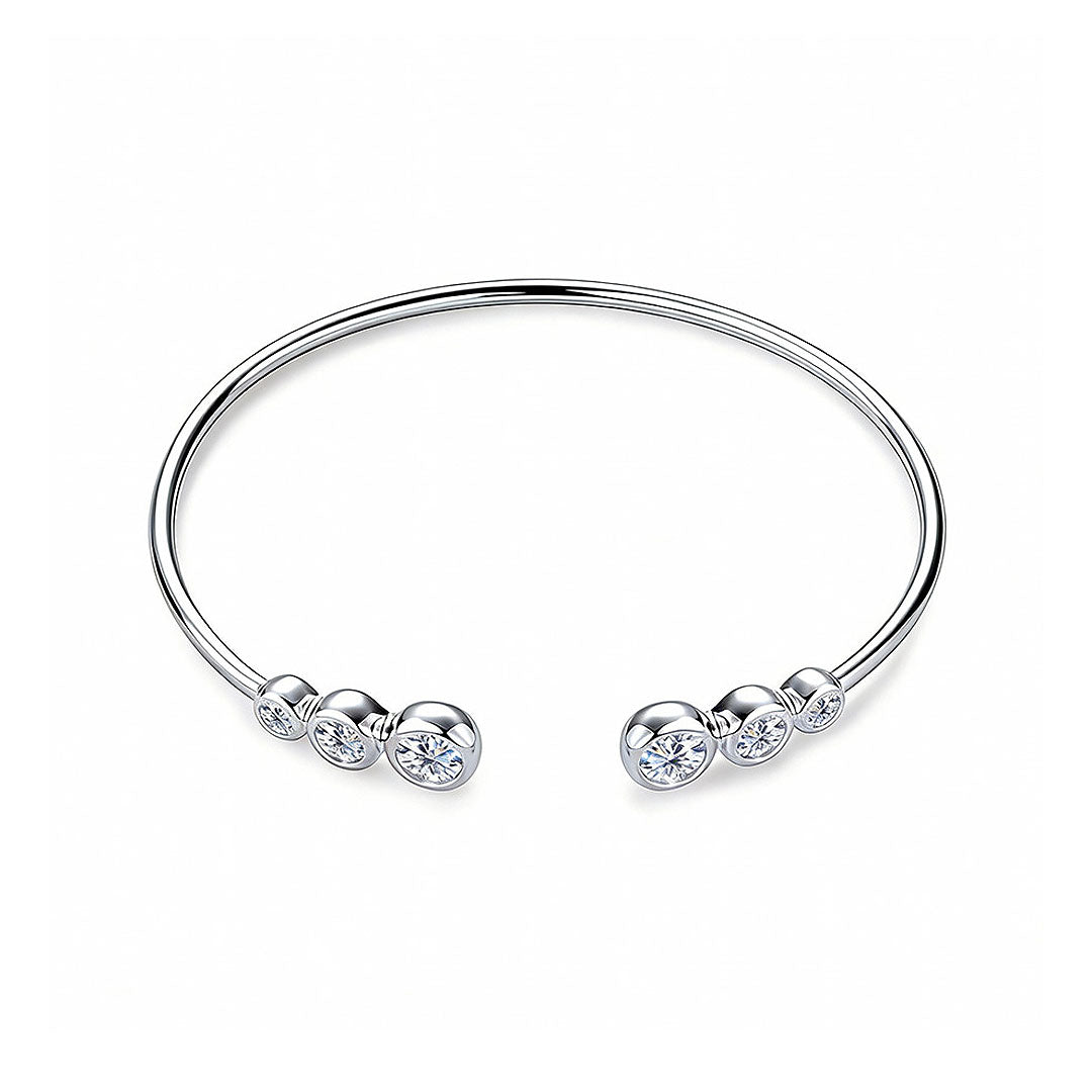 Bezel Moissanite Open Cuff Bangle | Prm9135 - Bracelets | Singapore Jewellery, Wedding Rings &amp; Gifts | Same Day Delivery | Tiara.com.sg
