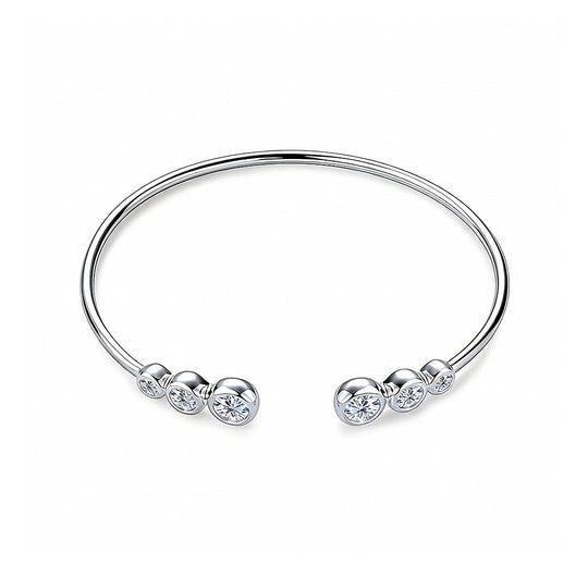 Bezel Moissanite Open Cuff Bangle | Prm9135 - Bracelets | Singapore Jewellery, Wedding Rings &amp; Gifts | Same Day Delivery | Tiara.com.sg