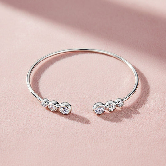 Bezel Moissanite Open Cuff Bangle | Prm9135 - Bracelets | Singapore Jewellery, Wedding Rings &amp; Gifts | Same Day Delivery | Tiara.com.sg