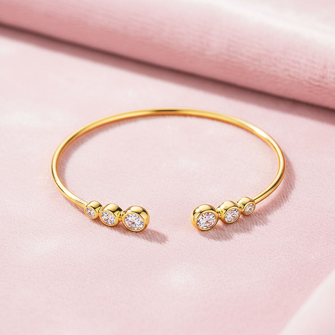 Bezel Moissanite Open Cuff Bangle | Prm9135 - Bracelets | Singapore Jewellery, Wedding Rings &amp; Gifts | Same Day Delivery | Tiara.com.sg