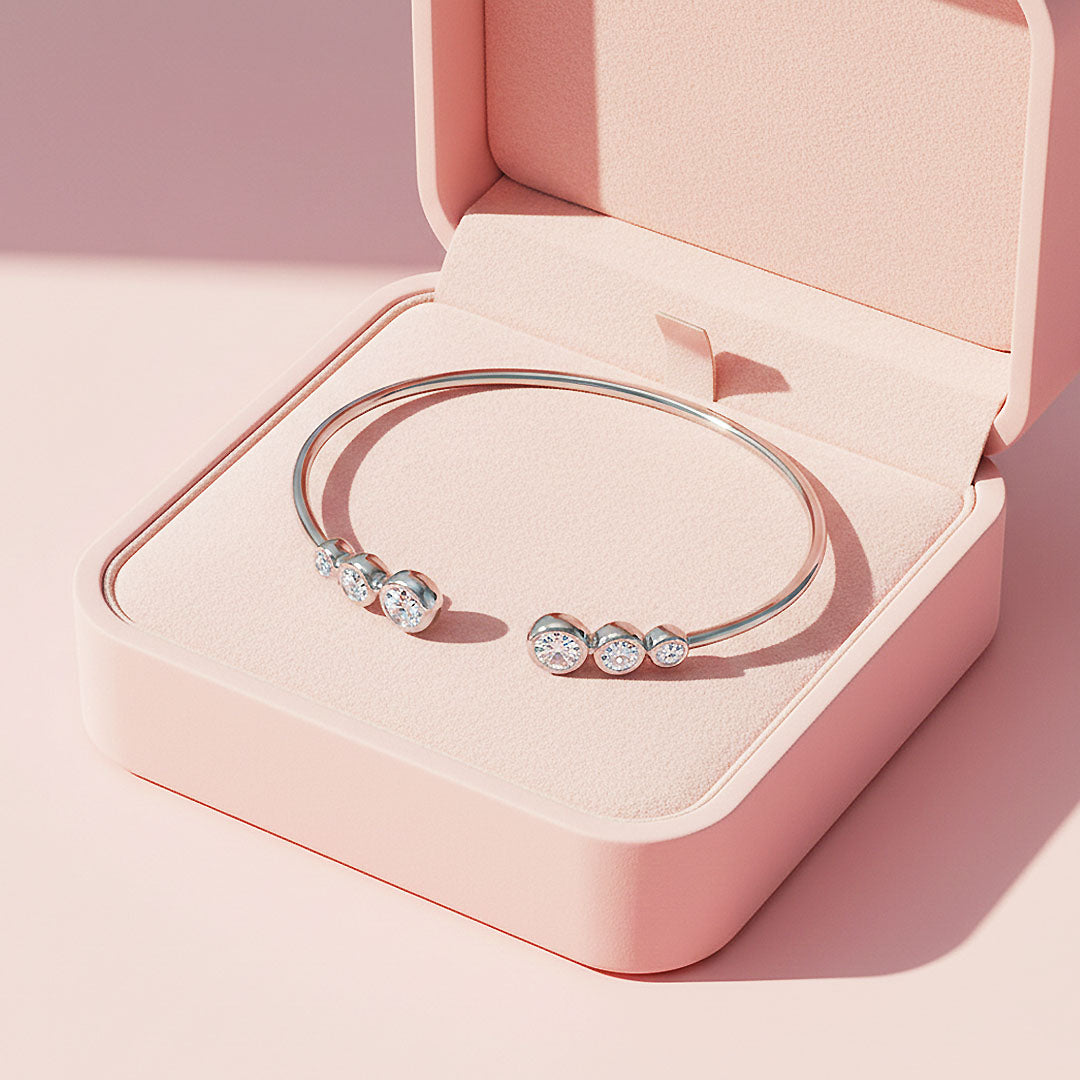 Bezel Moissanite Open Cuff Bangle | Prm9135 - Bracelets | Singapore Jewellery, Wedding Rings &amp; Gifts | Same Day Delivery | Tiara.com.sg