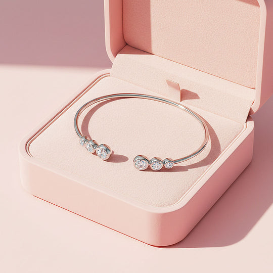 Bezel Moissanite Open Cuff Bangle | Prm9135 - Bracelets | Singapore Jewellery, Wedding Rings &amp; Gifts | Same Day Delivery | Tiara.com.sg