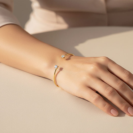 Open Cuff Solitaire Bangle | Moissanite | Prm9136 - Bracelets | Singapore Jewellery, Wedding Rings &amp; Gifts | Same Day Delivery | Tiara.com.sg