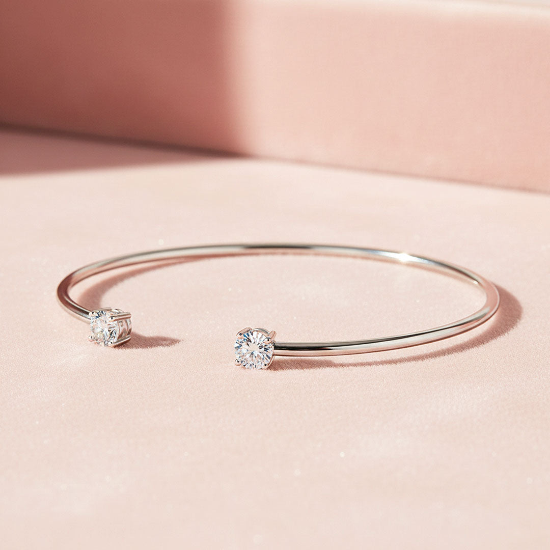 Open Cuff Solitaire Bangle | Moissanite | Prm9136 - Bracelets | Singapore Jewellery, Wedding Rings &amp; Gifts | Same Day Delivery | Tiara.com.sg