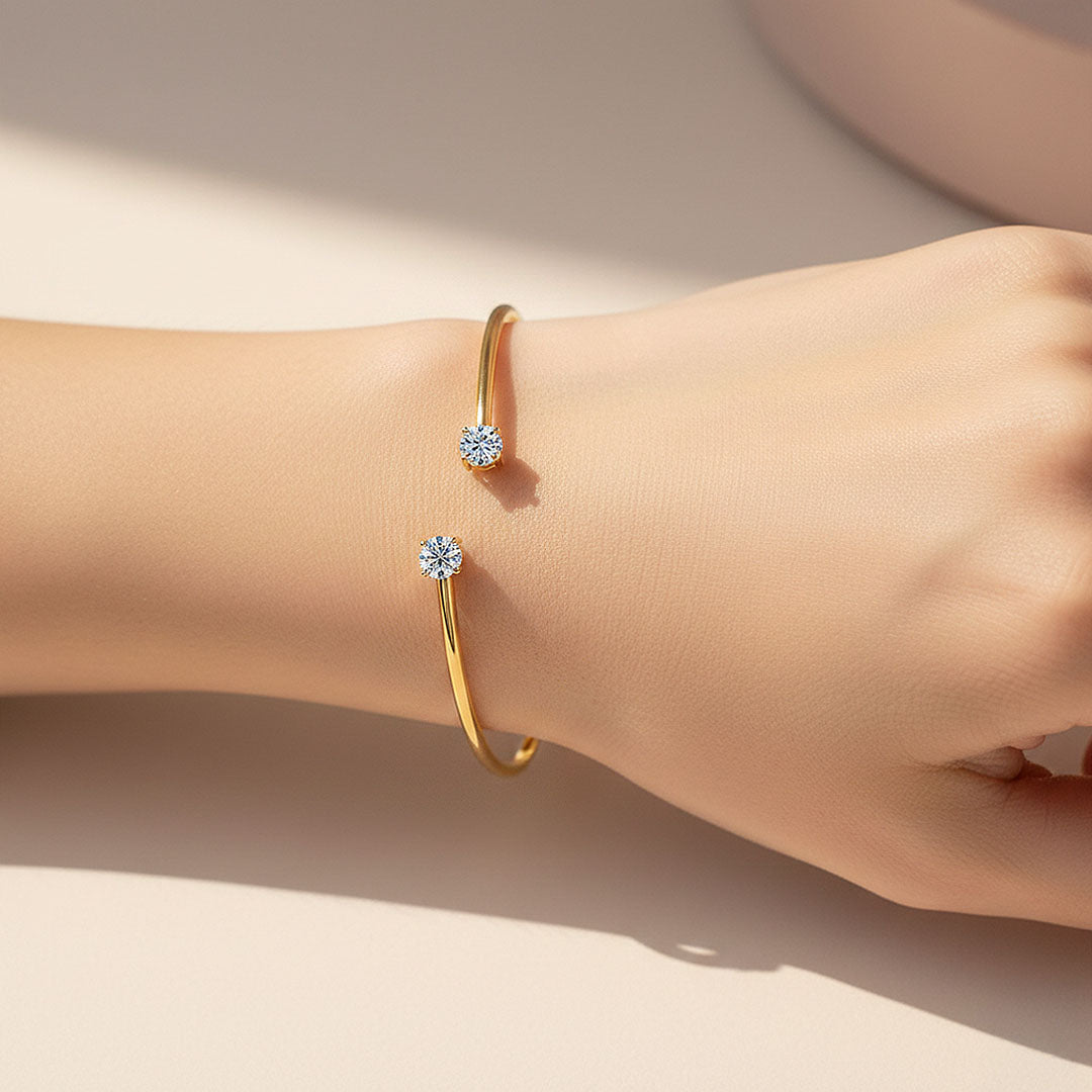 Open Cuff Solitaire Bangle | Moissanite | Prm9136 - Bracelets | Singapore Jewellery, Wedding Rings &amp; Gifts | Same Day Delivery | Tiara.com.sg