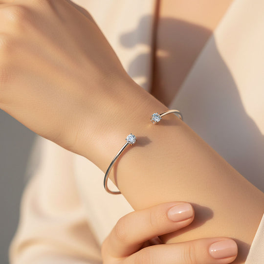 Open Cuff Solitaire Bangle | Moissanite | Prm9136 - Bracelets | Singapore Jewellery, Wedding Rings &amp; Gifts | Same Day Delivery | Tiara.com.sg