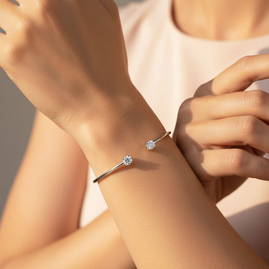 Open Cuff Solitaire Bangle | Moissanite | Prm9136 - Bracelets | Singapore Jewellery, Wedding Rings &amp; Gifts | Same Day Delivery | Tiara.com.sg