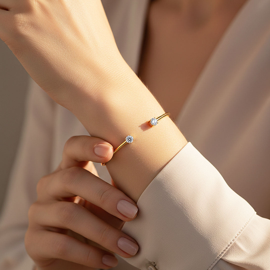 Open Cuff Solitaire Bangle | Moissanite | Prm9136 - Bracelets | Singapore Jewellery, Wedding Rings &amp; Gifts | Same Day Delivery | Tiara.com.sg