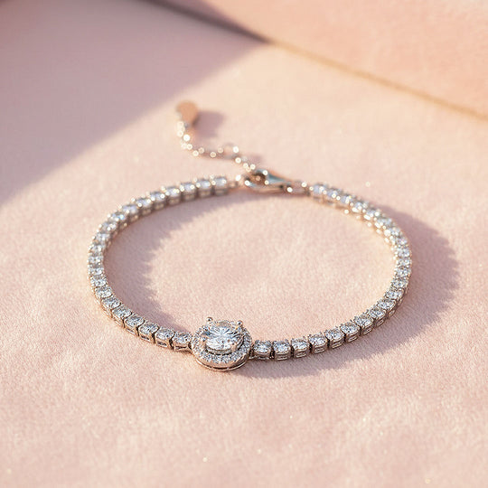 Halo Tennis Bracelet | Moissanite | Prm9137 - Bracelets | Singapore Jewellery, Wedding Rings &amp; Gifts | Same Day Delivery | Tiara.com.sg