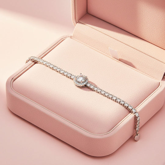 Halo Tennis Bracelet | Moissanite | Prm9137 - Bracelets | Singapore Jewellery, Wedding Rings &amp; Gifts | Same Day Delivery | Tiara.com.sg