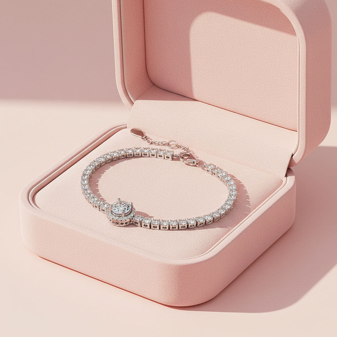 Halo Tennis Bracelet | Moissanite | Prm9137 - Bracelets | Singapore Jewellery, Wedding Rings &amp; Gifts | Same Day Delivery | Tiara.com.sg