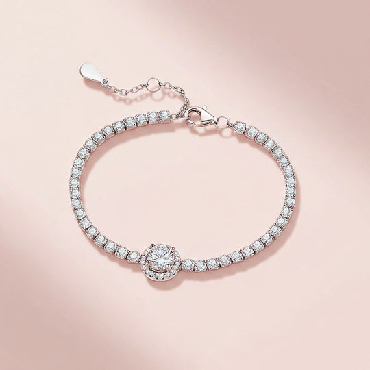 Halo Tennis Bracelet | Moissanite | Prm9137 - Bracelets | Singapore Jewellery, Wedding Rings &amp; Gifts | Same Day Delivery | Tiara.com.sg