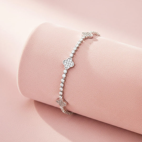 Clover Slider Tennis Bracelet | Diamond Simulant | Prm9138 - Bracelets | Singapore Jewellery, Wedding Rings &amp; Gifts | Same Day Delivery | Tiara.com.sg