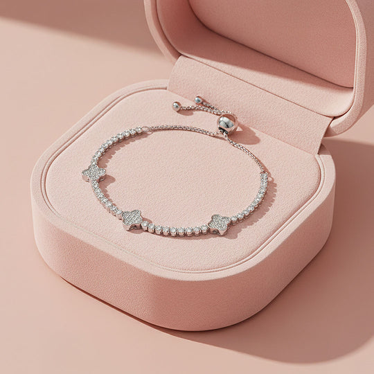 Clover Slider Tennis Bracelet | Diamond Simulant | Prm9138 - Bracelets | Singapore Jewellery, Wedding Rings &amp; Gifts | Same Day Delivery | Tiara.com.sg