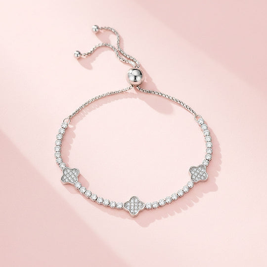 Clover Slider Tennis Bracelet | Diamond Simulant | Prm9138 - Bracelets | Singapore Jewellery, Wedding Rings &amp; Gifts | Same Day Delivery | Tiara.com.sg