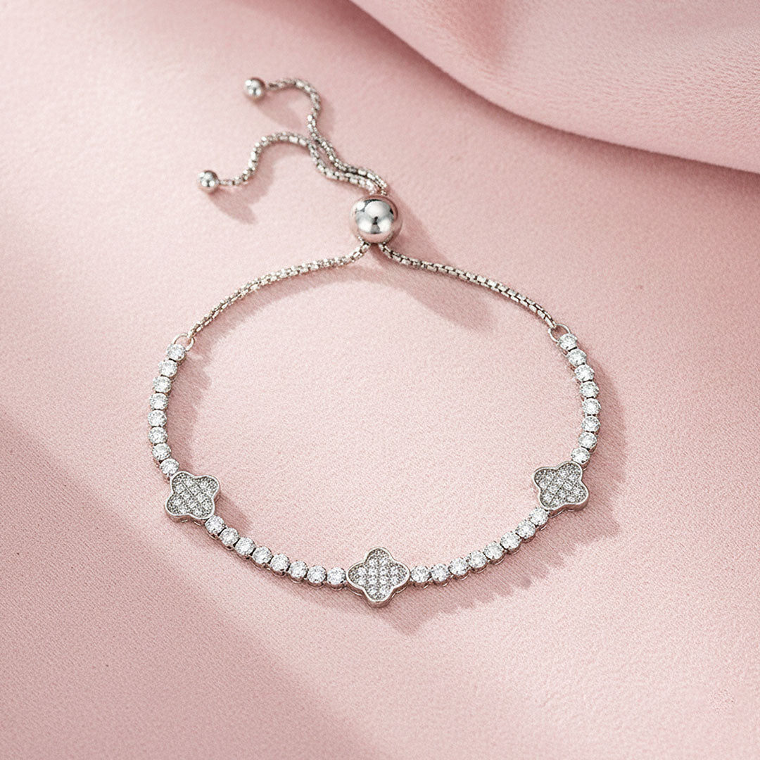 Clover Slider Tennis Bracelet | Diamond Simulant | Prm9138 - Bracelets | Singapore Jewellery, Wedding Rings &amp; Gifts | Same Day Delivery | Tiara.com.sg