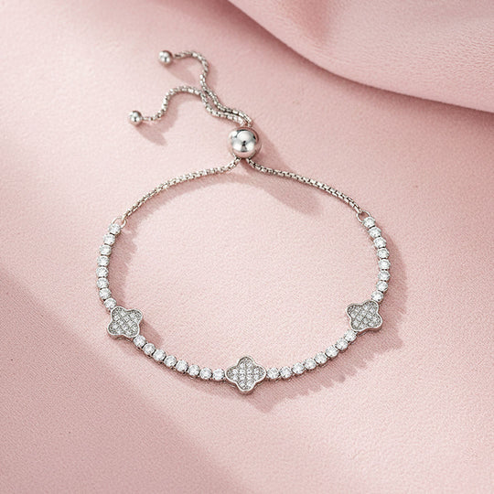 Clover Slider Tennis Bracelet | Diamond Simulant | Prm9138 - Bracelets | Singapore Jewellery, Wedding Rings &amp; Gifts | Same Day Delivery | Tiara.com.sg