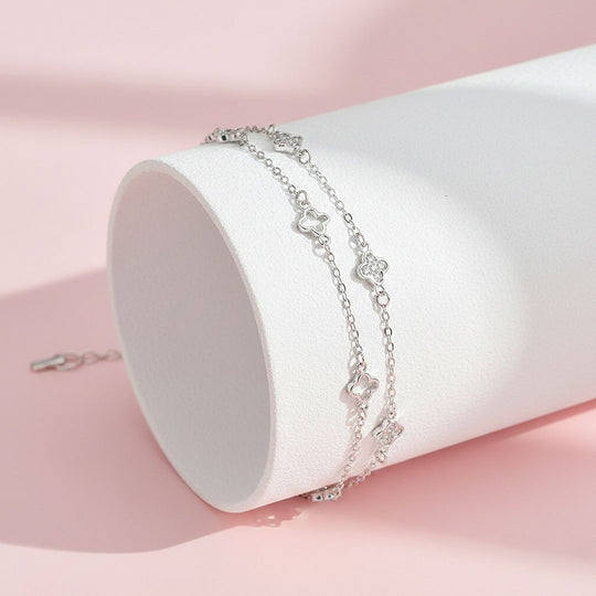 Double-Layer Clover Bracelet | Diamond Simulant | Prm9139 - Bracelets | Singapore Jewellery, Wedding Rings &amp; Gifts | Same Day Delivery | Tiara.com.sg