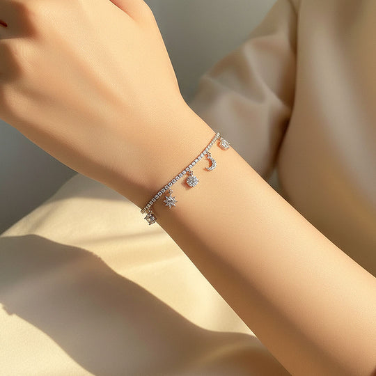 Star Moon Tennis Bracelet | Moissanite | Prm9140 - Bracelets | Singapore Jewellery, Wedding Rings &amp; Gifts | Same Day Delivery | Tiara.com.sg