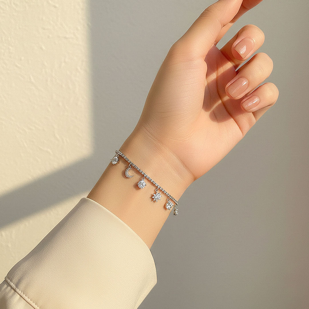 Star Moon Tennis Bracelet | Moissanite | Prm9140 - Bracelets | Singapore Jewellery, Wedding Rings &amp; Gifts | Same Day Delivery | Tiara.com.sg