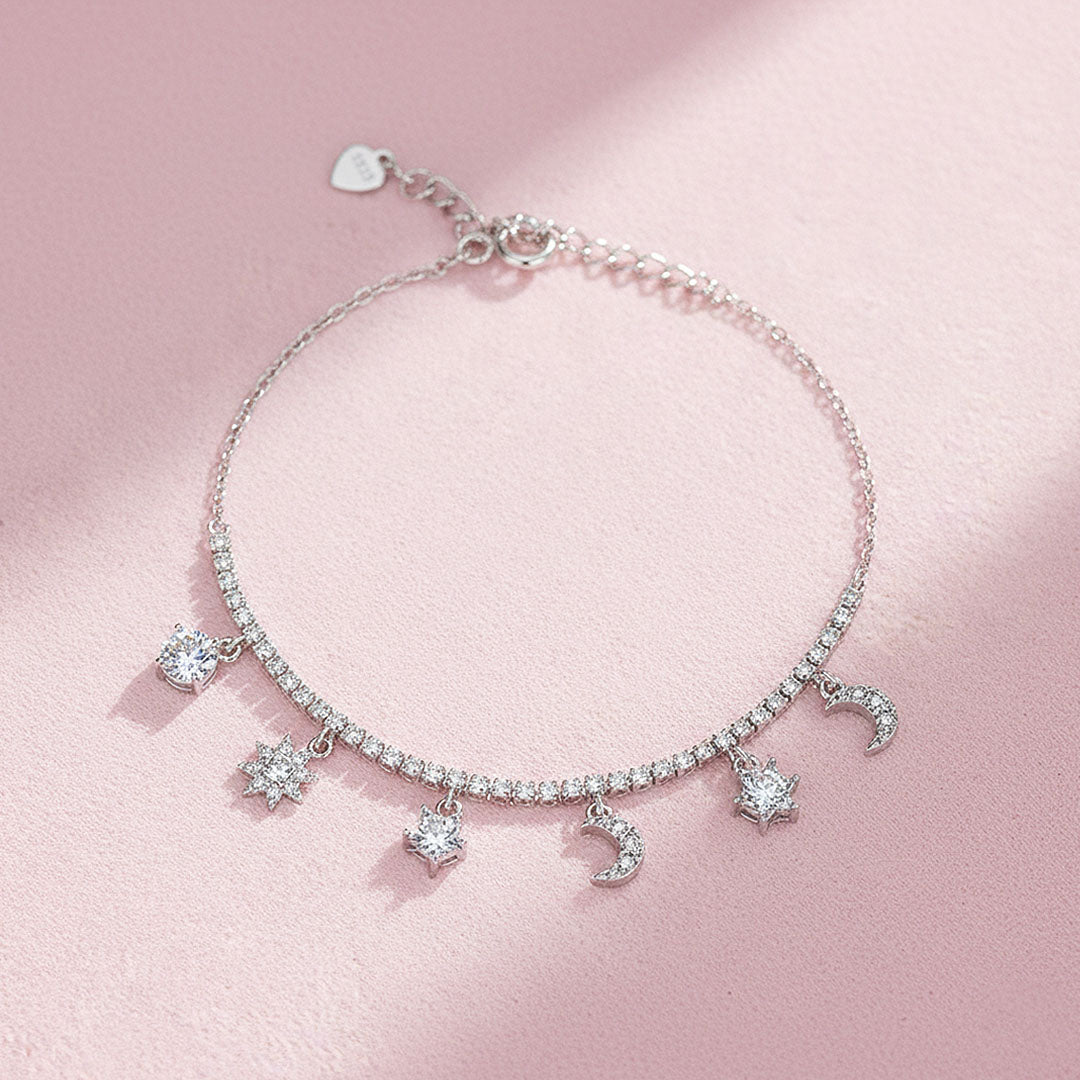 Star Moon Tennis Bracelet | Moissanite | Prm9140 - Bracelets | Singapore Jewellery, Wedding Rings & Gifts | Same Day Delivery | Tiara.com.sg