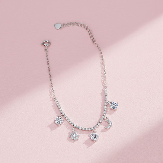 Star Moon Tennis Bracelet | Moissanite | Prm9140 - Bracelets | Singapore Jewellery, Wedding Rings &amp; Gifts | Same Day Delivery | Tiara.com.sg