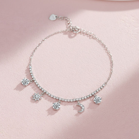 Star Moon Tennis Bracelet | Moissanite | Prm9140 - Bracelets | Singapore Jewellery, Wedding Rings &amp; Gifts | Same Day Delivery | Tiara.com.sg