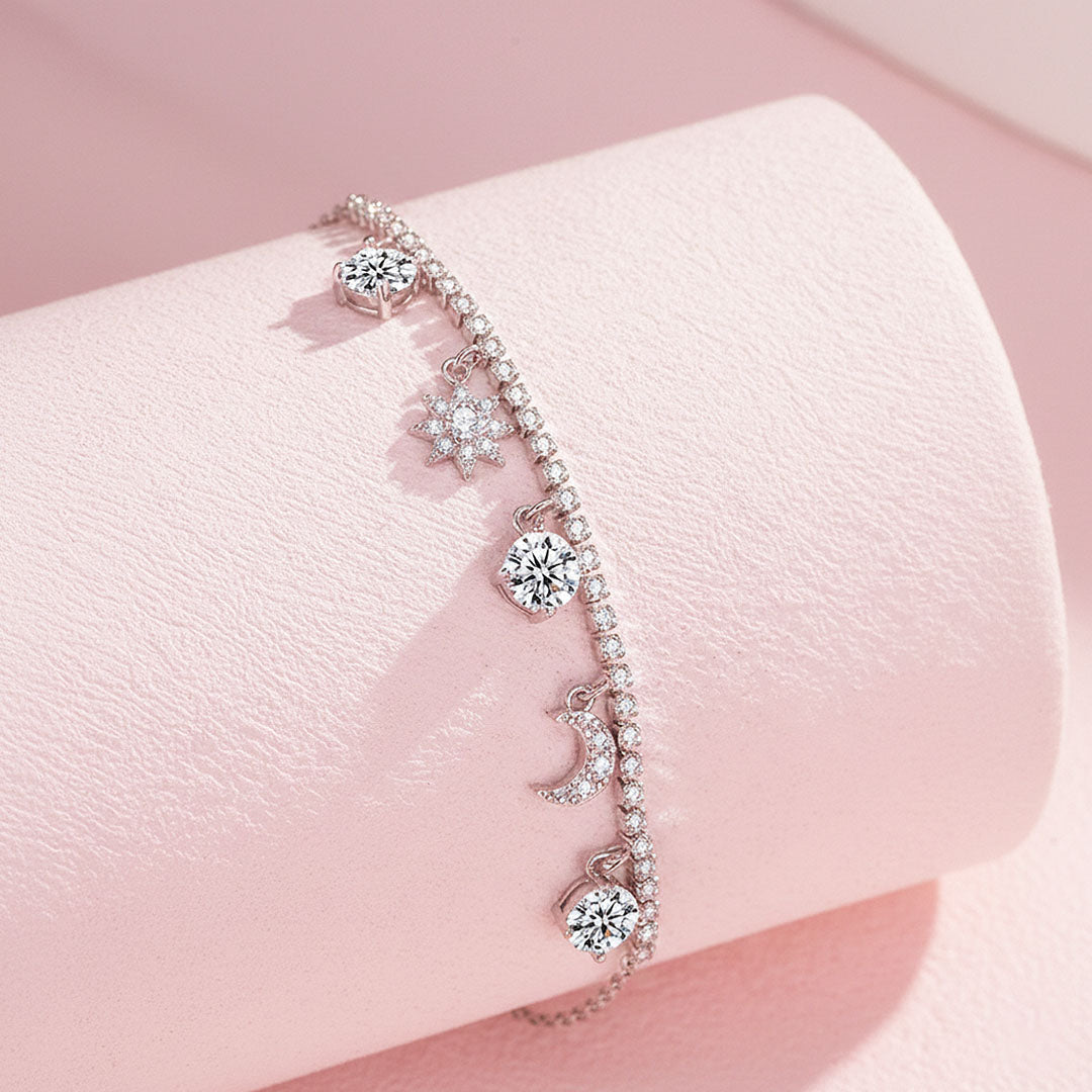 Star Moon Tennis Bracelet | Moissanite | Prm9140 - Bracelets | Singapore Jewellery, Wedding Rings &amp; Gifts | Same Day Delivery | Tiara.com.sg