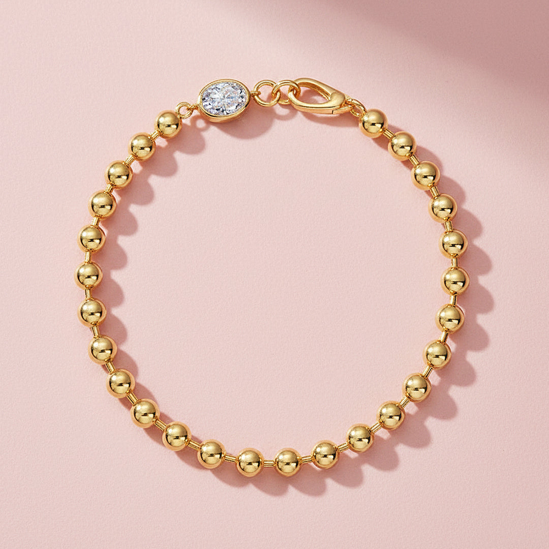 Oval Bezel Bead Bracelet | Moissanite | Prm9141 - Bracelets | Singapore Jewellery, Wedding Rings &amp; Gifts | Same Day Delivery | Tiara.com.sg