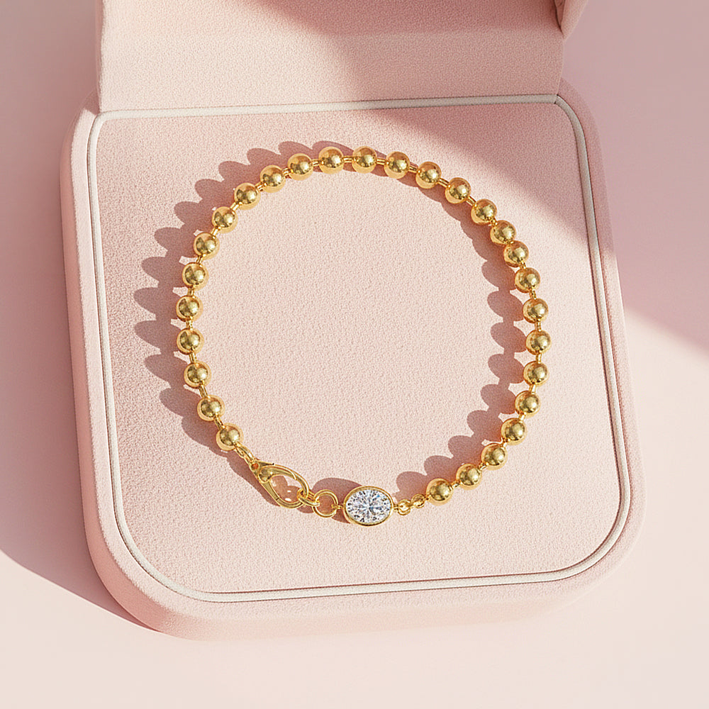 Oval Bezel Bead Bracelet | Moissanite | Prm9141 - Bracelets | Singapore Jewellery, Wedding Rings & Gifts | Same Day Delivery | Tiara.com.sg