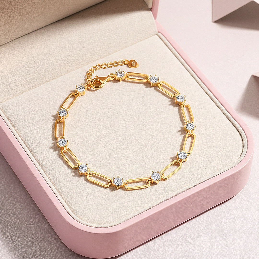 Gold Paperclip Link Bracelet | Moissanite | Prm9142 - Bracelets | Singapore Jewellery, Wedding Rings &amp; Gifts | Same Day Delivery | Tiara.com.sg