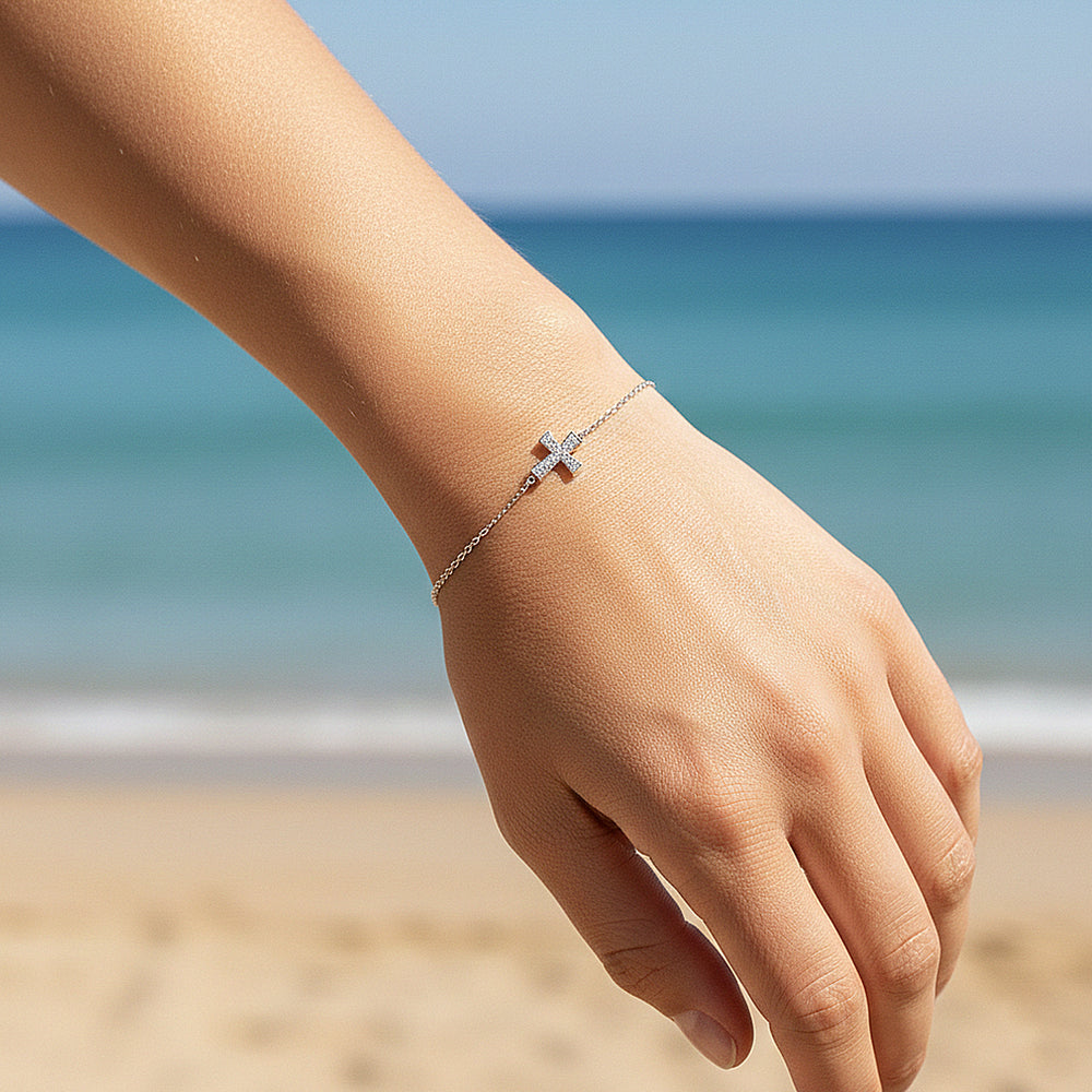 Cross Link Bracelet | Moissanite | Prm9146 - Bracelets | Singapore Jewellery, Wedding Rings & Gifts | Same Day Delivery | Tiara.com.sg